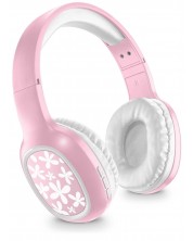 Безжични слушалки Cellularline - MS Basic Shiny Flowers, розови